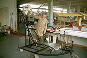 Frame with seat, steering and transmission wheel.